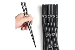 5 Pairs Fiberglass Reusable Chopsticks, Japanese Chopstick 9 Inches Chinese Japanese Chop Sticks Dishwasher Safe Non-Slip Cho