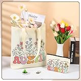 ViEinkaufen Auntie Gifts Canvas Tote Bag with Inner Pocket Makeup Bag Keyring view 7