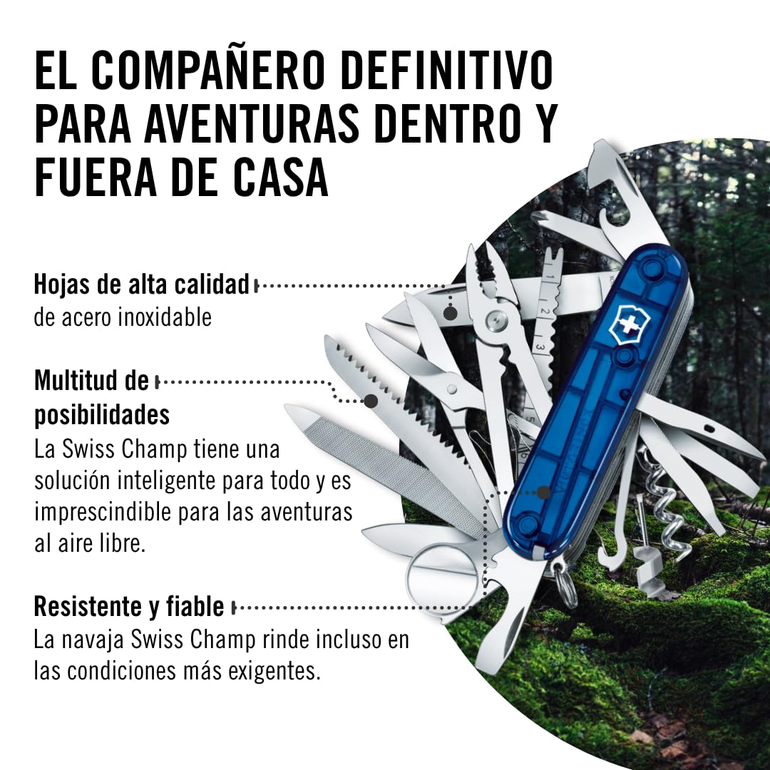 Navaja Suiza Swiss Champ - Multiusos de 33 Funciones, Azul