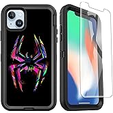 OTTARTAKS Compatible for iPhone 15 Case with Screen Protector, Spider Cool Full Body Heavy Duty iPhone 15 Case for Boys Men Black Shockproof 3-Layer Protective Case 6.1inch