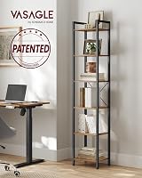 VASAGLE 6-Tier Bookshelf 30x40x187.5 cm Wheat Brown Ink Black LLS101B48 view 2