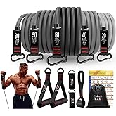 Resistance Bands Set, 200 lbs Heavy Duty Exercise Bands by EZD, Includes Handles, Door Anchor and Ankle Straps, for Home Workout, Strength Training, Physical Therapy, Full Body Workout