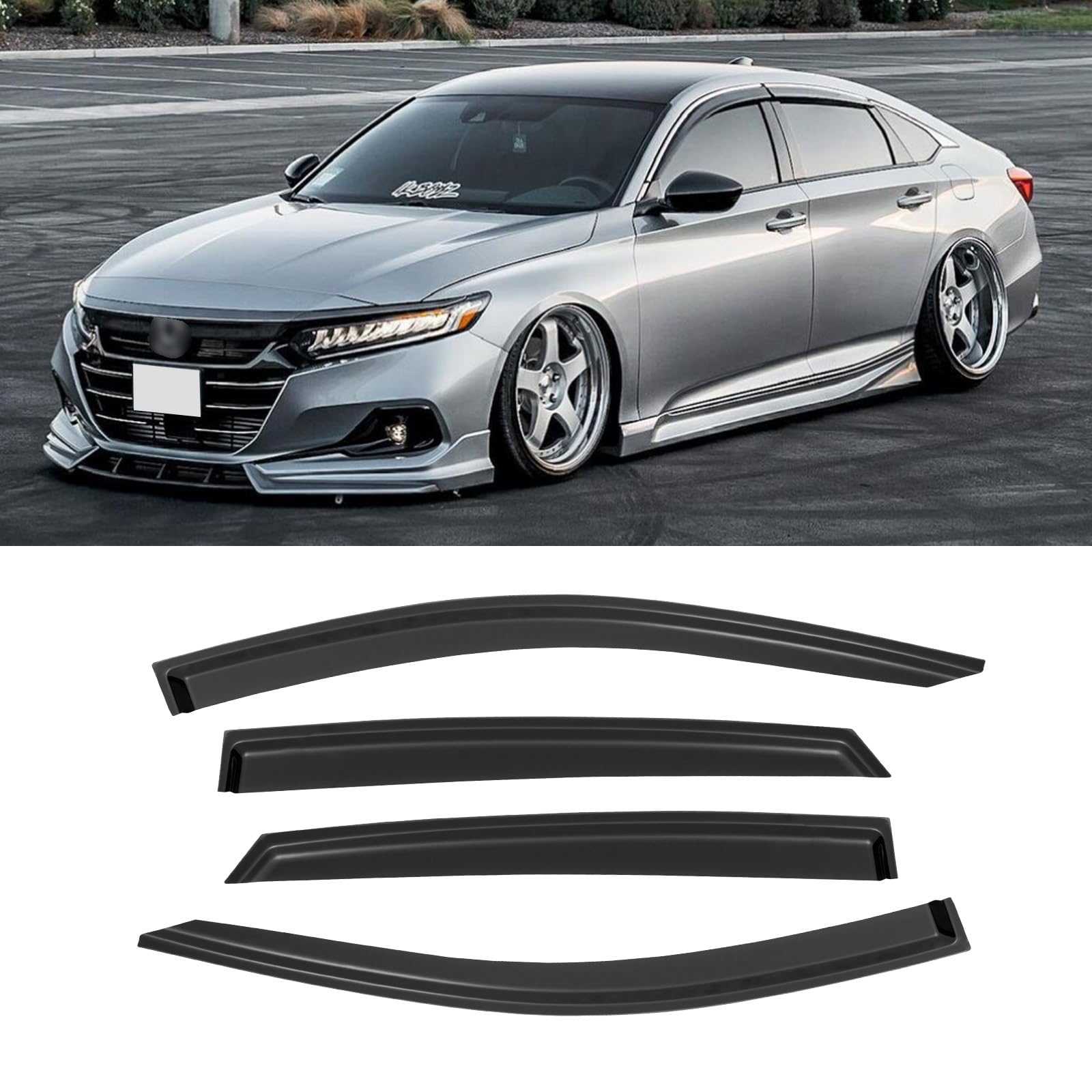 Photo 1 of (adhesive is used) AWVRG Window Rain Guards for Honda Accord 2018-2023, Window Visor Guards Wind Deflectors Vent Shade Vent Visors Rain Shields Sun Side Shatterproof 2019 2020 2021 2022, Tape-on/Outside-Mount