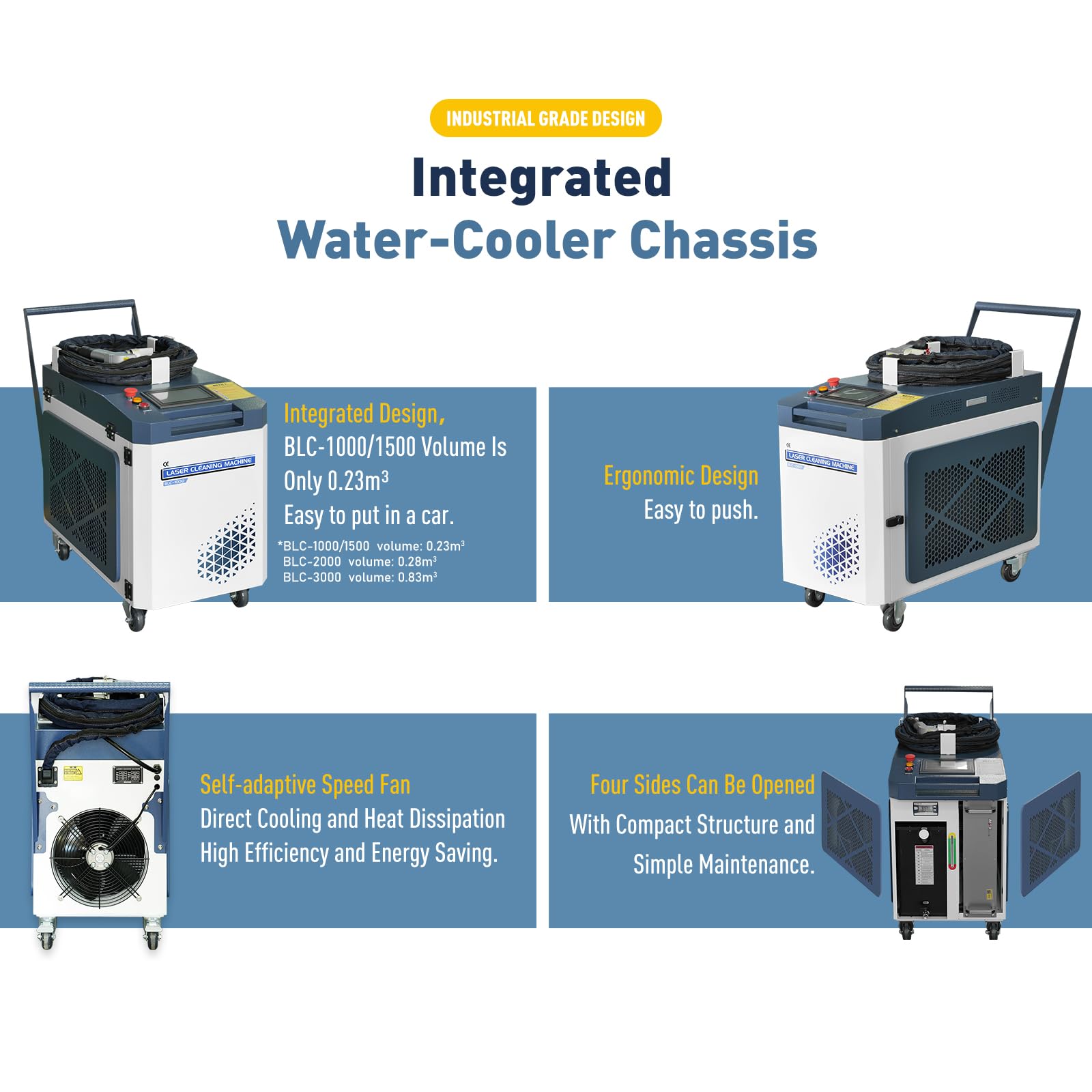 US Stock LYXC Compact Design Laser Cleaning Machine MAX 2000W Laser Cleaner Machine for Rust Removal CW Fiber Laser Cleaning Machine for Metals with Paint Oil Dirt Stains Coating Remover