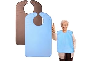 2 Pack Adult Bibs for Men and Women Terry Cloth for Eating Super Absorbent and Washable Adjustable Adult Bibs Apron for Elder
