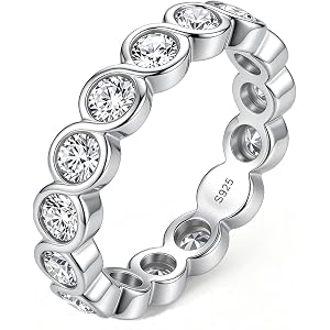 MystiqueMark 1.75CT Moissanite Eternity Band, 925 Silver Infinity Ring | 1.75CT D/VVS1 Moissanite, Hypoallergenic 925 Silver,