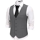 COOFANDY Men's Business Suit Vests Slim Fit Formal Dress Waistcoat Groomsman Vest For Wedding