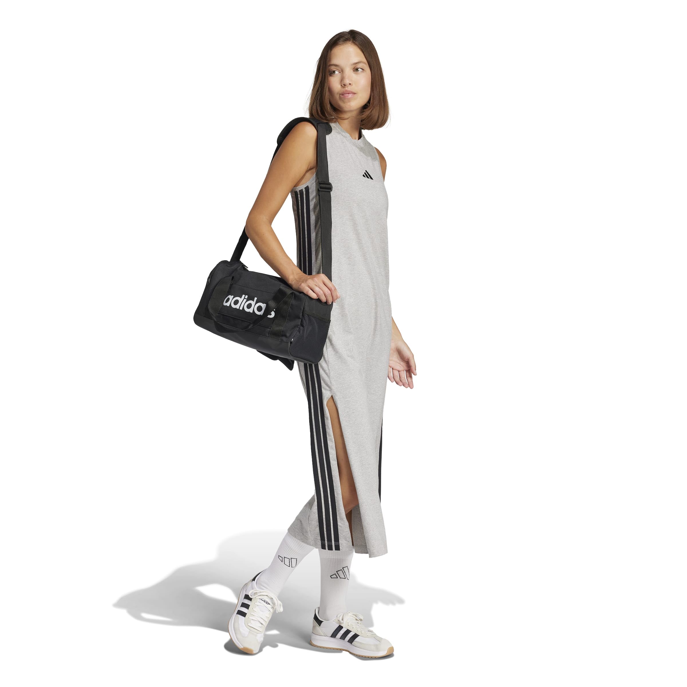 adidas Unisex Essentials Linear Duffel Bag Duffel Bag, Black/Black/White, XS 7