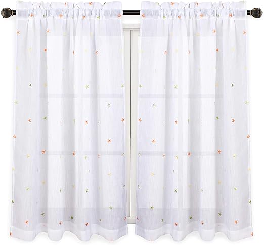 Amazon Com Voilybird Alta Star Sheers Curtains 45 Inch Length For