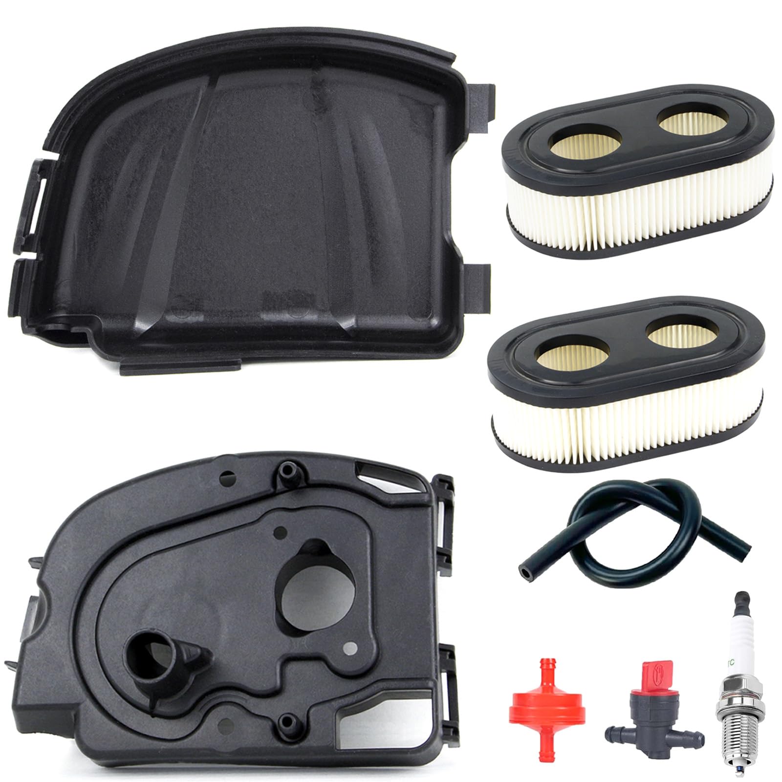 Photo 1 of 595658 593260 Air Filter Cover Base Assembly Kit Compatible with Briggs and Stratton Models 103M02 104M02 104M05 09P700 093J02 Lawn Mower Engines (8pcs)
