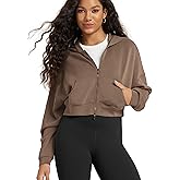 ODODOS Women's Modal Soft Full-Zip Cropped Hoodies with Pockets Long Sleeve Crop Casual Sweatshirts