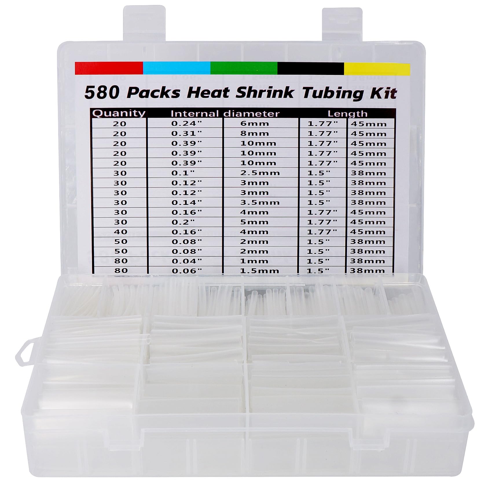 Photo 1 of ASHINER Clear Heat Shrink Tubing Kit - 580Pcs EVA Material in 11 Sizes - Ideal for Electrical Insulation, Repairs, and Wire Connectors with User-Friendly Design and Storage Case