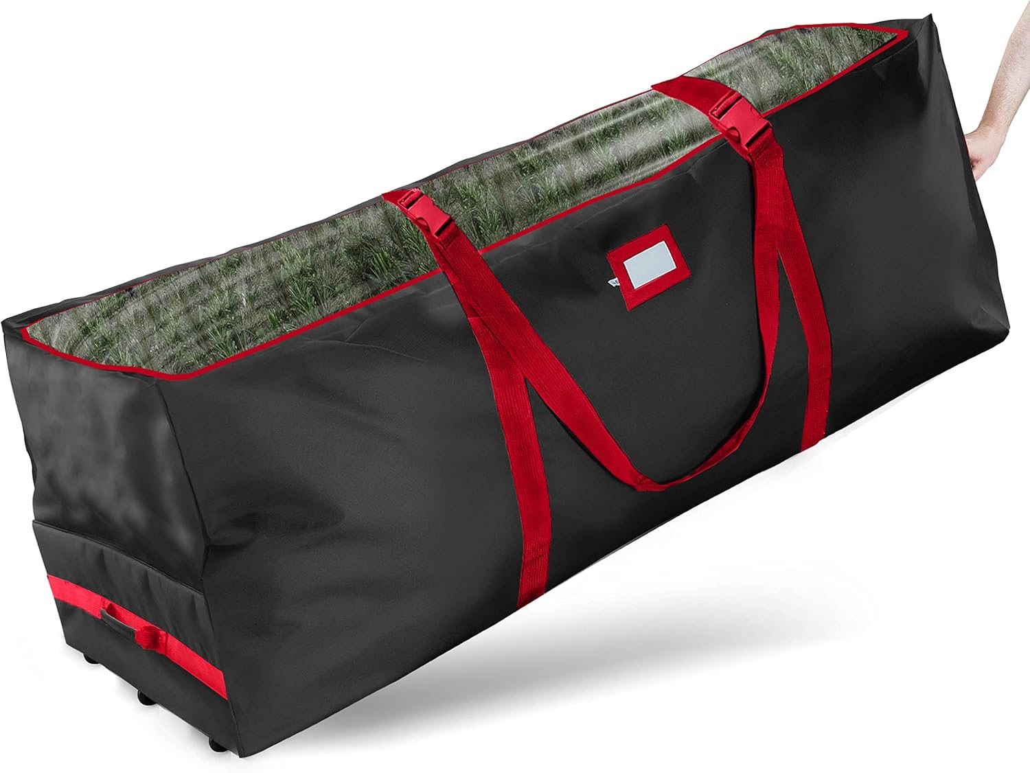 Holiday Décor Storage - Zober Large Rolling Christmas Tree Storage Bag, Fits Up to 9ft. Wide Open, Clear Top Artificial Tree Storage, Durable Handles & Wheels for Easy Carrying & Transport