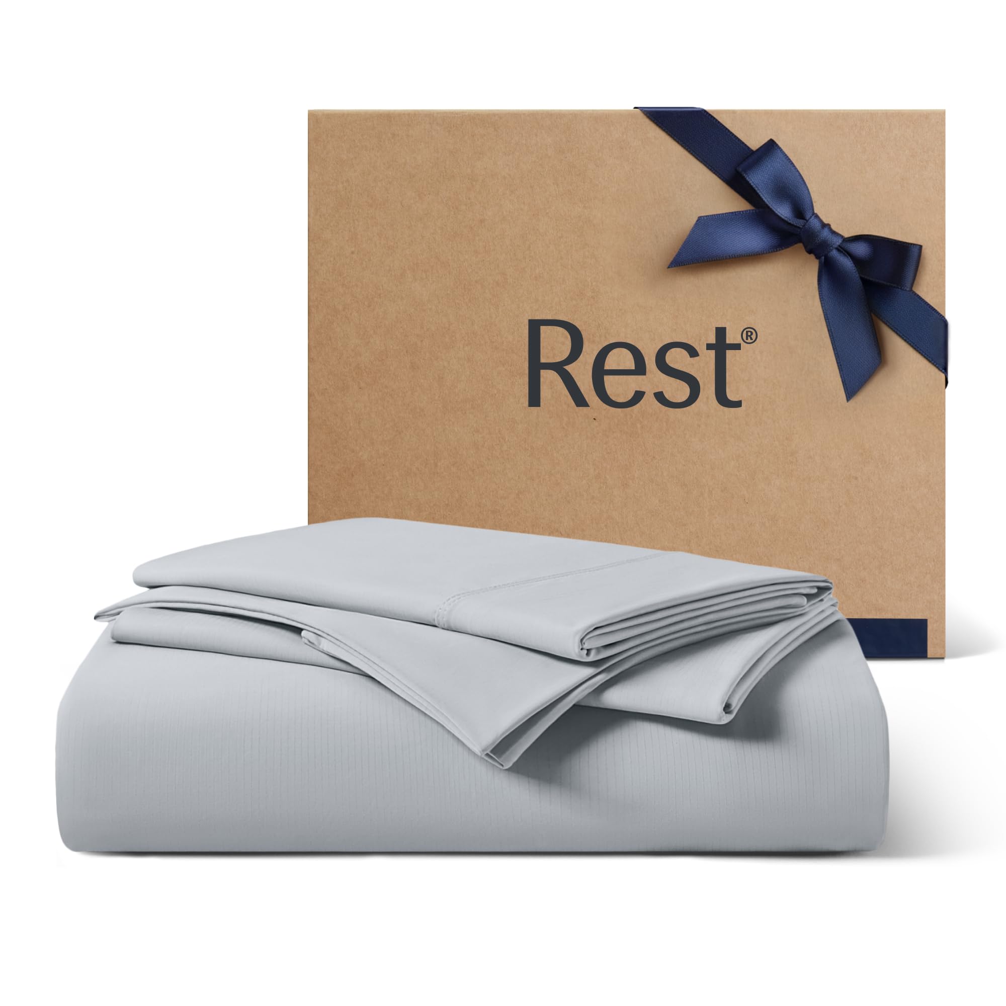 Photo 1 of REST® Evercool®+ Starter Sheet Set, Cali King, Gray, Breathable Bed Sheet for Hot Sleeper and Night Sweats, with Pillowcases, Ionic+ Self-Cleaning Silver Yarn for Sensitive Skin, 3PCS No Flat Sheet