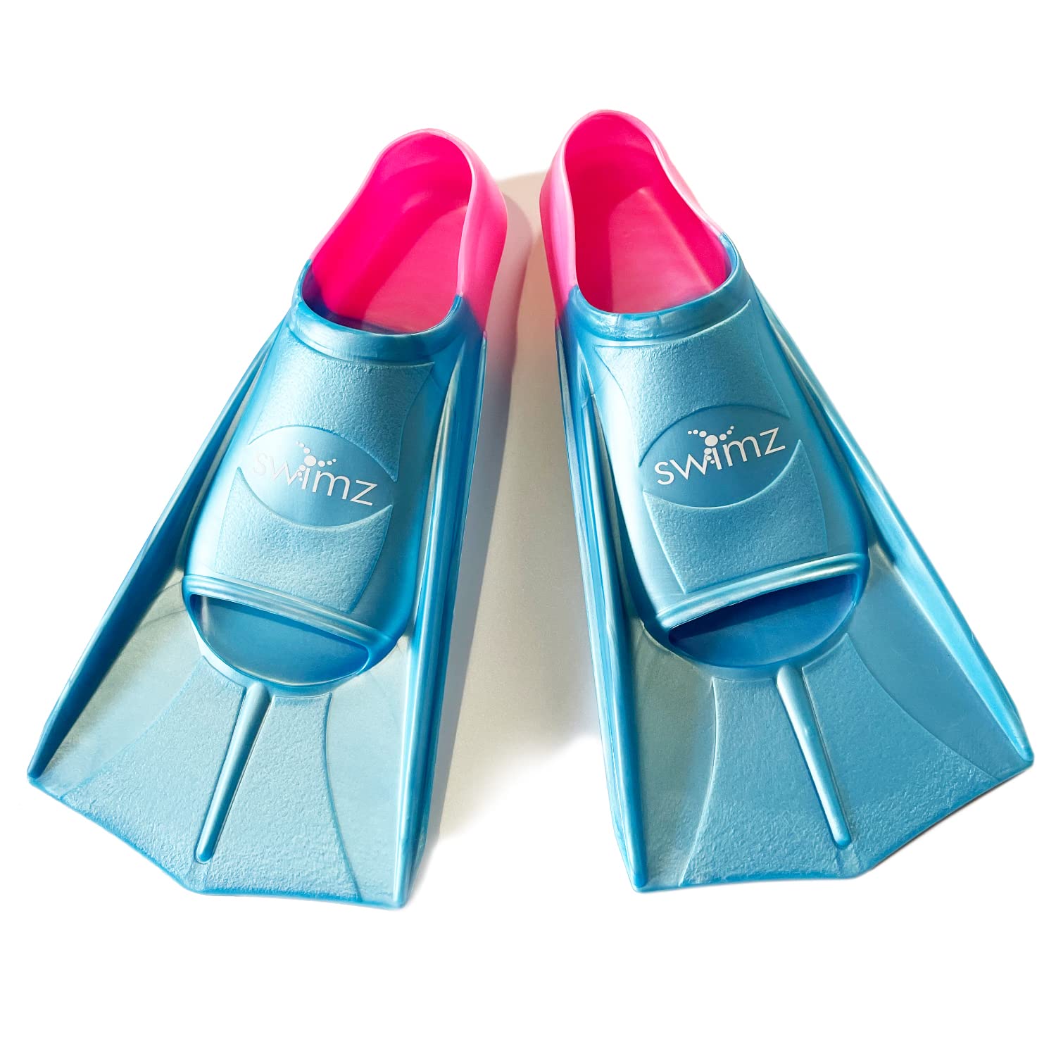 Swimz Short Blade Silicone Training Fins - Blue/ Pink (UK 1-1.5 (Euro 33/34))