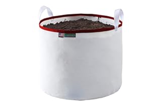 Rain Science - Grow Bag 25 Gallon, Planting Pots - Colorful Plant Grow Bags Pots Gardening Vegetable - Air Pruning Mesh Fabric Plant Container - (White/Red)