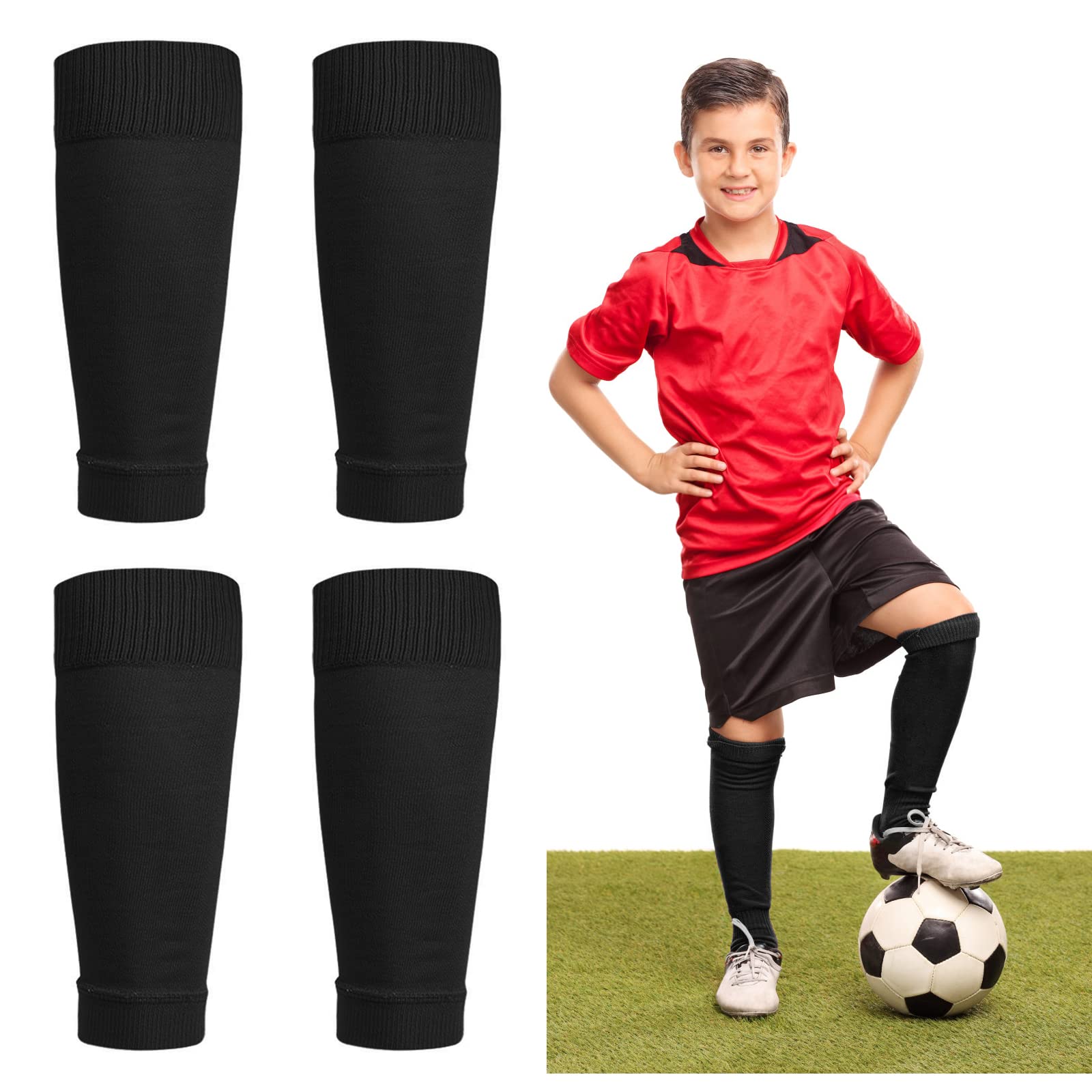 Football Sock Sleeves Soccer Shin Guards Sleeves White Team Leg Sock Sleeve Cut Soccer Socks for Football Games Beginner