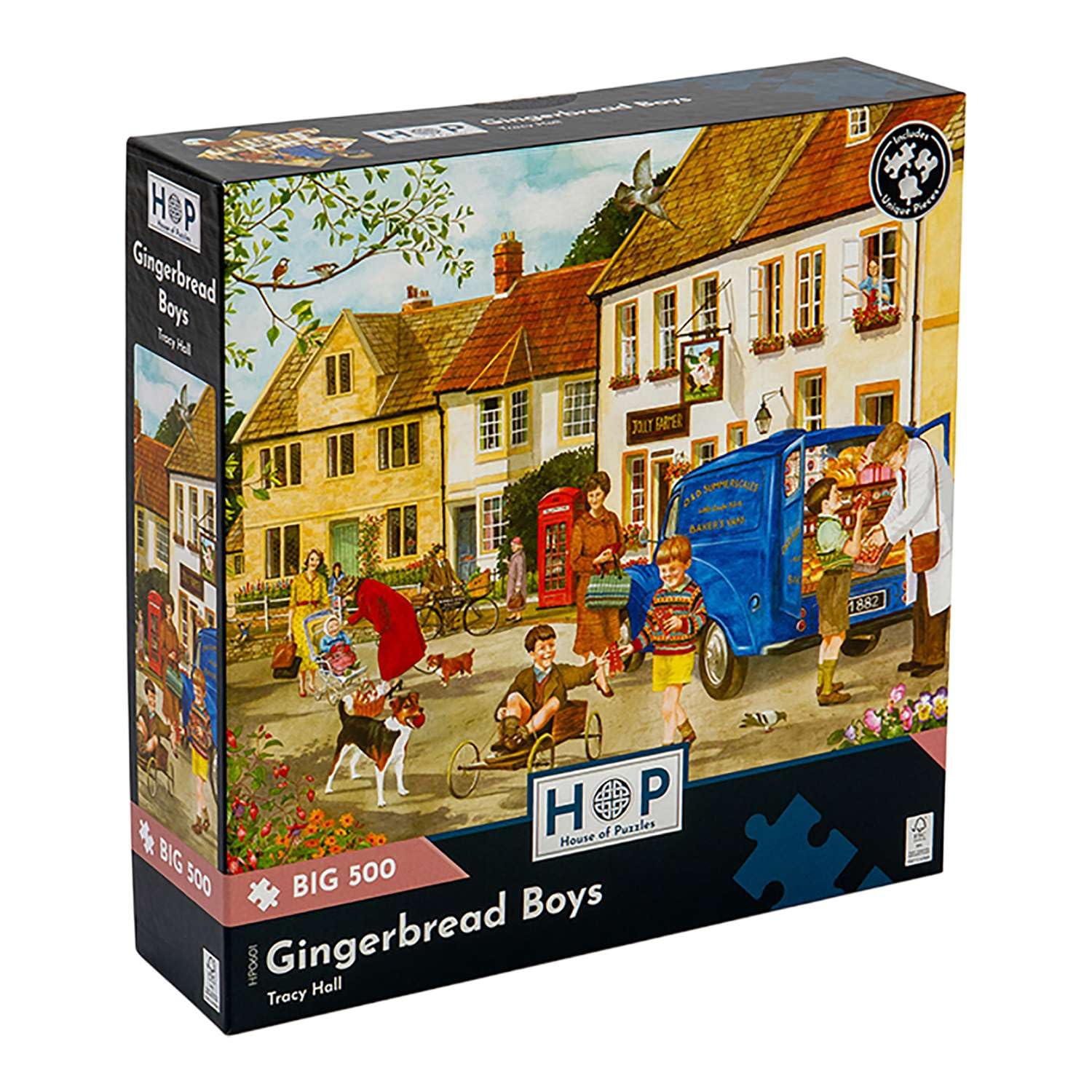 The House of Puzzles - Gingerbread Boys Jigsaw - Big 500 Piece Jigsaws For Adults, Extra Large Pieces, Artist Illustrated, Scenic Landscape, Deluxe Puzzle Gifts