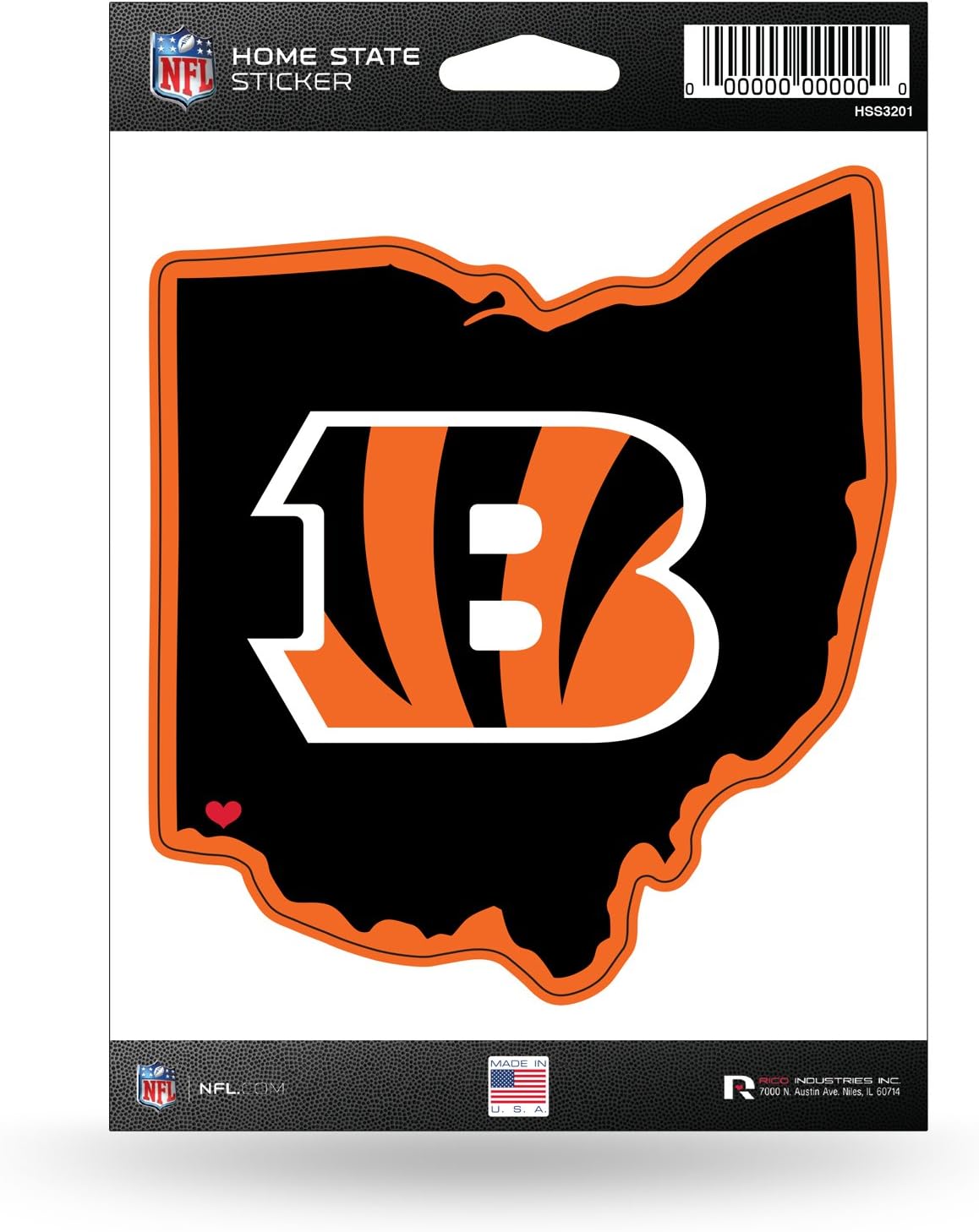 NFL Rico Industries Home State Sticker, Cincinnati Bengals