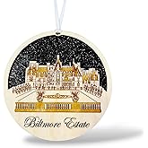 Famous US Destination Ornaments – Handcrafted Wooden Souvenir Decorations – Unique Travel-Inspired Holiday Tree Ornaments for Adventurers (Biltmore Estate)