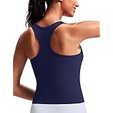 Smooth Workout Tops for Women Yoga Racerback Longline Padded Workout Tank Tops with Built in Bra