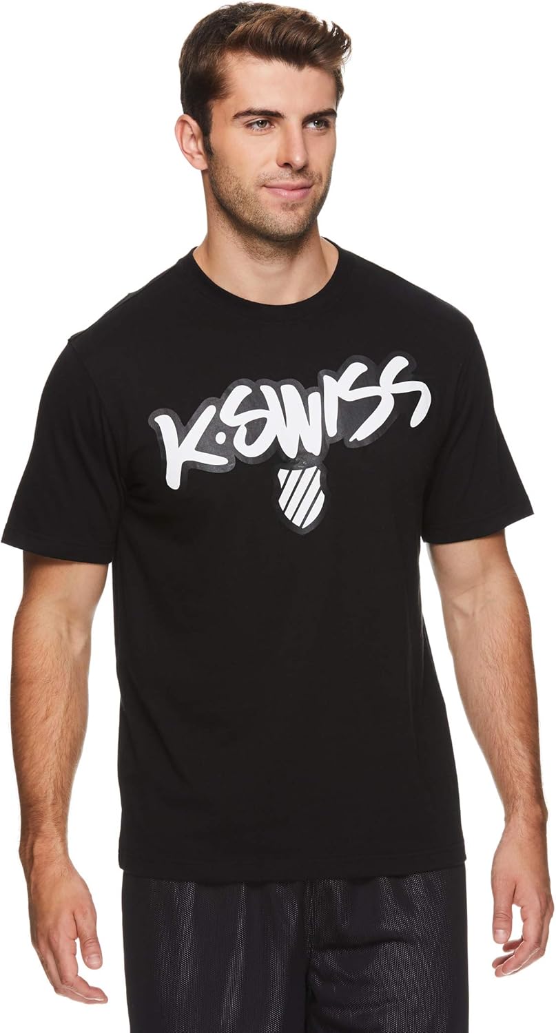 K-Swiss Men's Graphic Workout T Shirt - Short Sleeve Gym & Training Athleisure Tee: Clothing