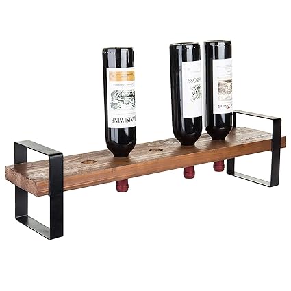 INDIAN DECOR 5-Bottle Wood & Metal Inverted Tabletop Wine Rack 88001