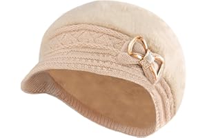 Surblue Lady Knit Newsboy Cap Beret Hats s Crystal Bow Angora Plush Winter Beanie Crochet