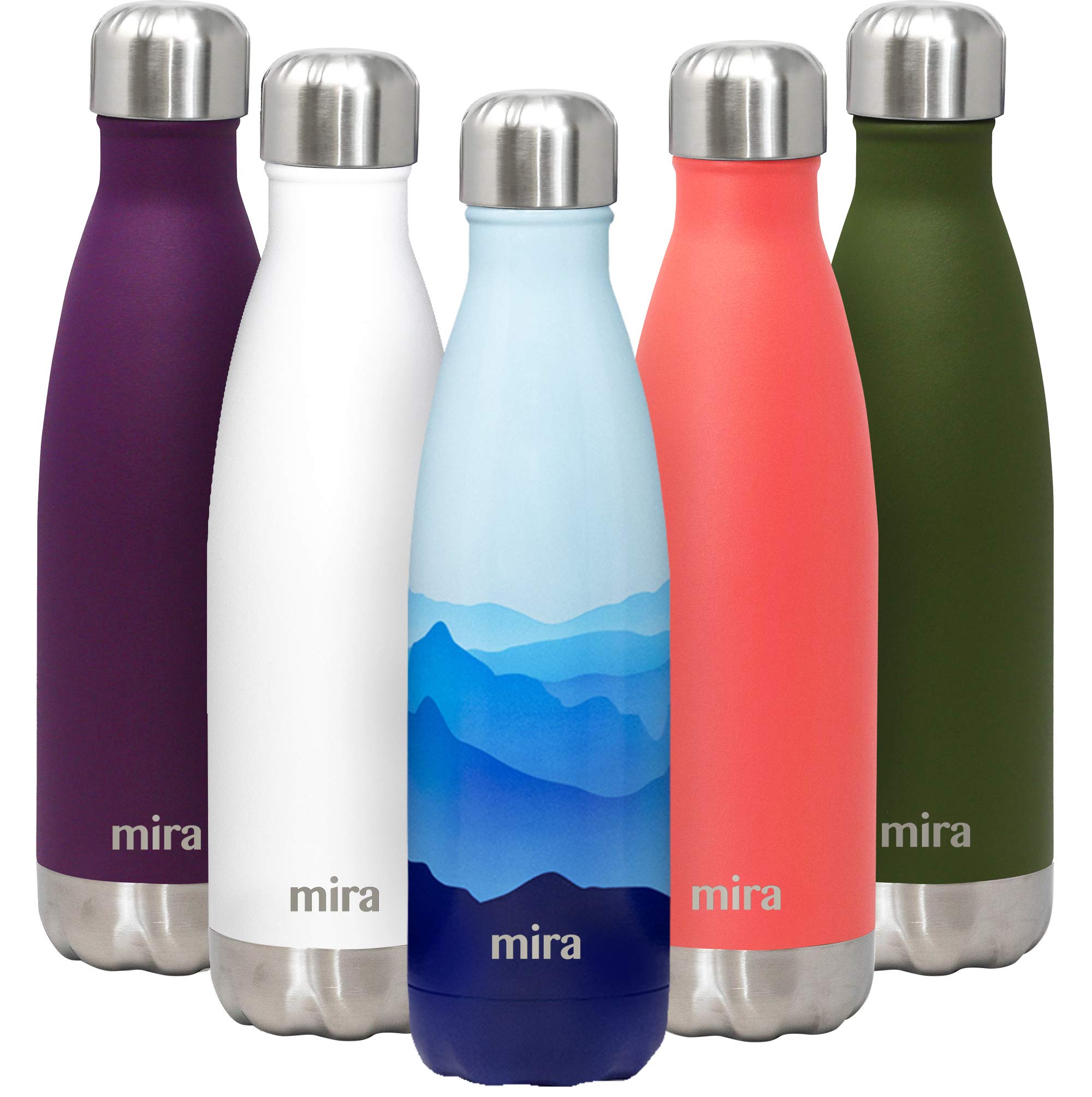 MIRA 17 Oz Insulated Reusable Water Bottle Stainless Steel Double