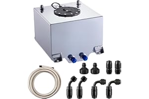 EVIL ENERGY 5 Gallon Fuel Cell Gas Tank Aluminum with Level Sender 6AN 12FT CPE Fuel Line Kit Silver