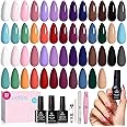 beetles Gel Polish 25 Colors Spring Summer Gel Nail Polish Set Pink Gel Nail Red Nude Brown Purple Burgundy Nail Art with 3Pcs Base Top Coat Urban Rhythm Collection DIY Salon Manicure Gift for Women