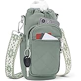 SYTRAH Water Bottle Carrier Bag with Strap, Water Bottle Purse with Phone Pocket 40oz for Walking Hiking