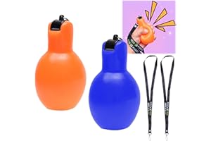 Eco-Fused 2X Hand Squeeze Whistles - Includes 2X Lanyards - Indoor, Outdoor, Home, School - Sports, Camping, Walking, Trekkin