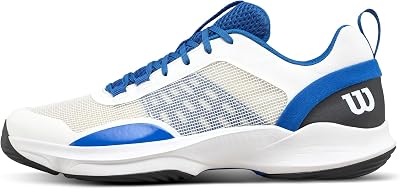 Zapatillas de Pádel para Hombre Hurakn Pro V2, Ajuste Seguro, Estructura dinámica, Diseño Transpirable, Amortiguación Suave, Estabilidad Lateral, Color: Blanco/Deja VU Blue/Negro, Número: 40