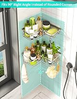HapiRm Corner Shower Caddy Silver 2 Pack 11 Hooks Stainless Steel view 3