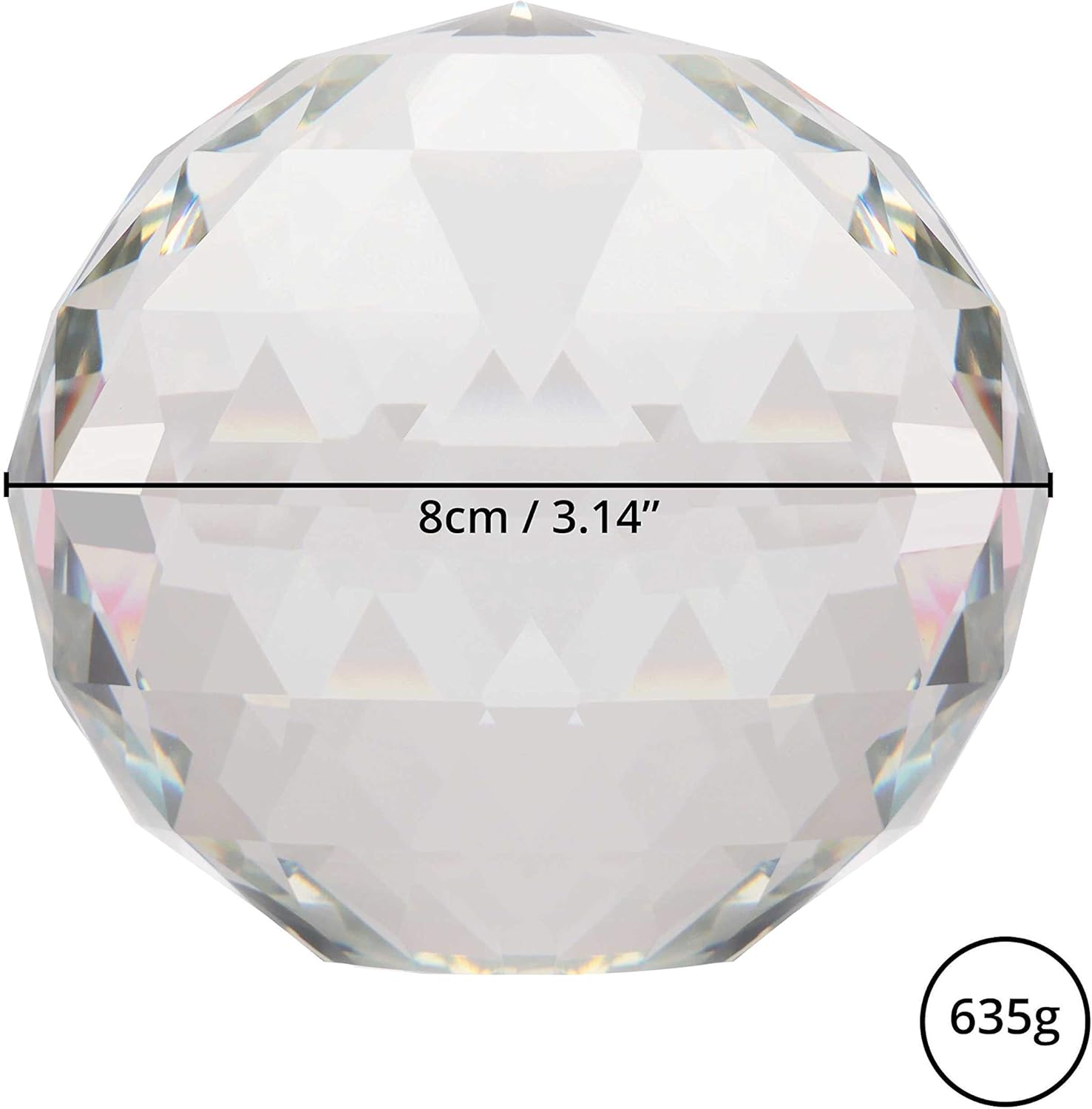 BELLE VOUS K9 Faceted Crystal Ball, 8cm/3.14 inches Photography Suncatcher with Velvet Pouch, Microfiber Cloth & Gift Box - Image 3