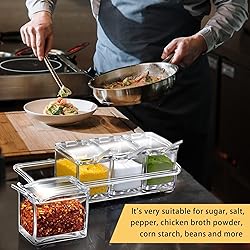 Faxco Clear Seasoning Box, 4 Pieces Seasoning Rack