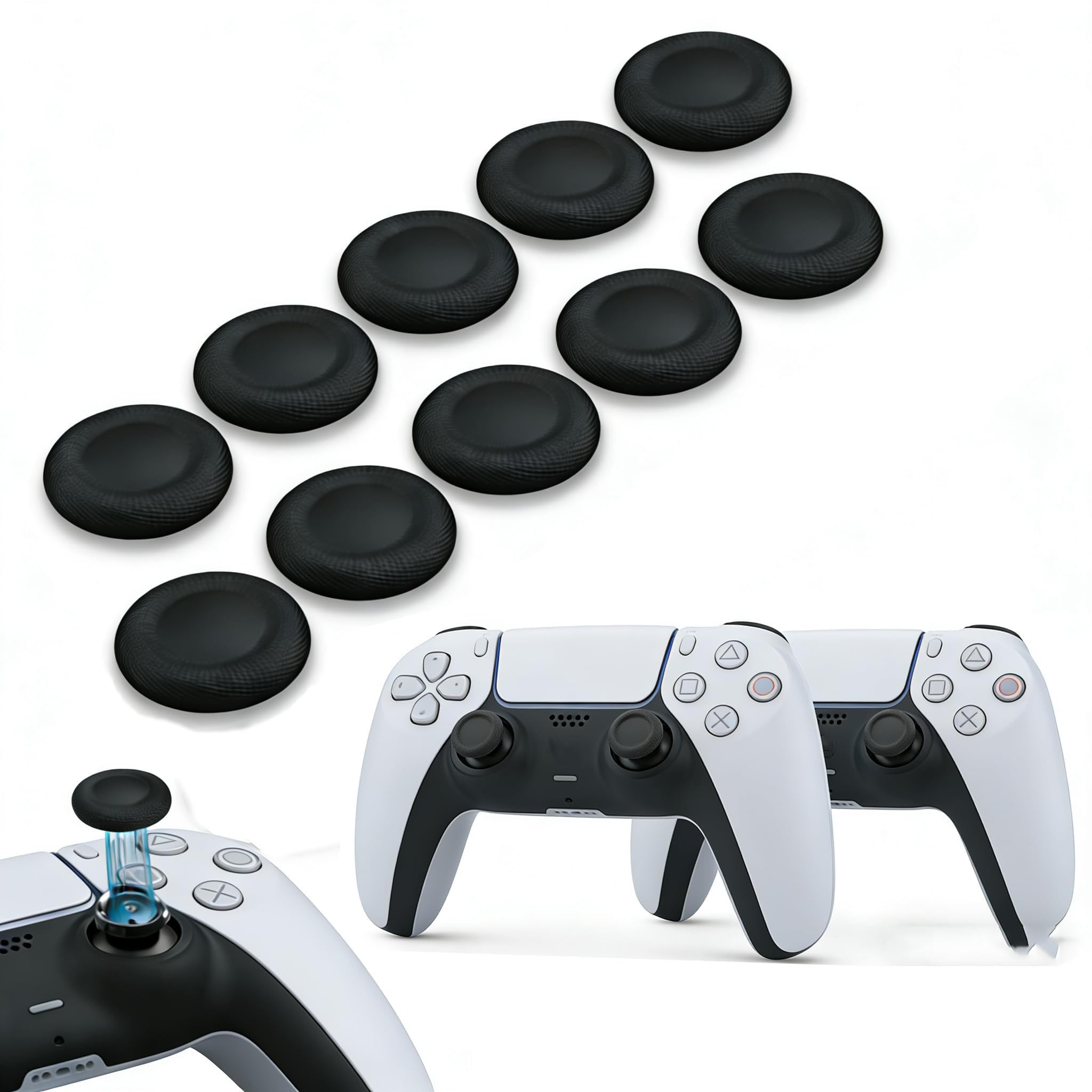 12 pcs Joystick Replacement Thumb Grip Caps for PS4/PS5 Controller, Thumb Grips Caps, Anti-Stickiness, Anti-Slip, Anti-Scratch, Joystick Caps Controller Thumbstick Grips Replacement Parts