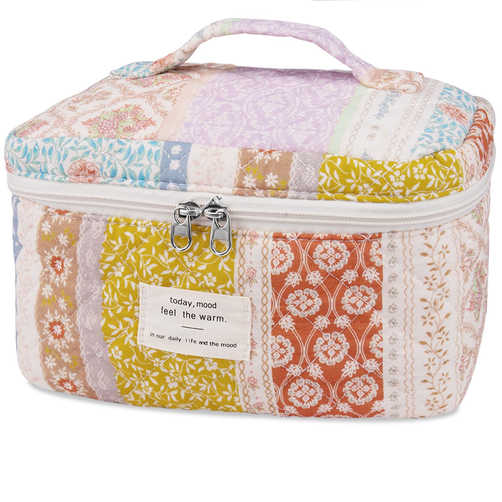 Photo 1 of Large Makeup Bag, Cute Cosmetic Bag for Women Girls, Floral Coquette Aesthetic Toiletry Bag, Travel Make Up Organizer Bag(Multicolor)