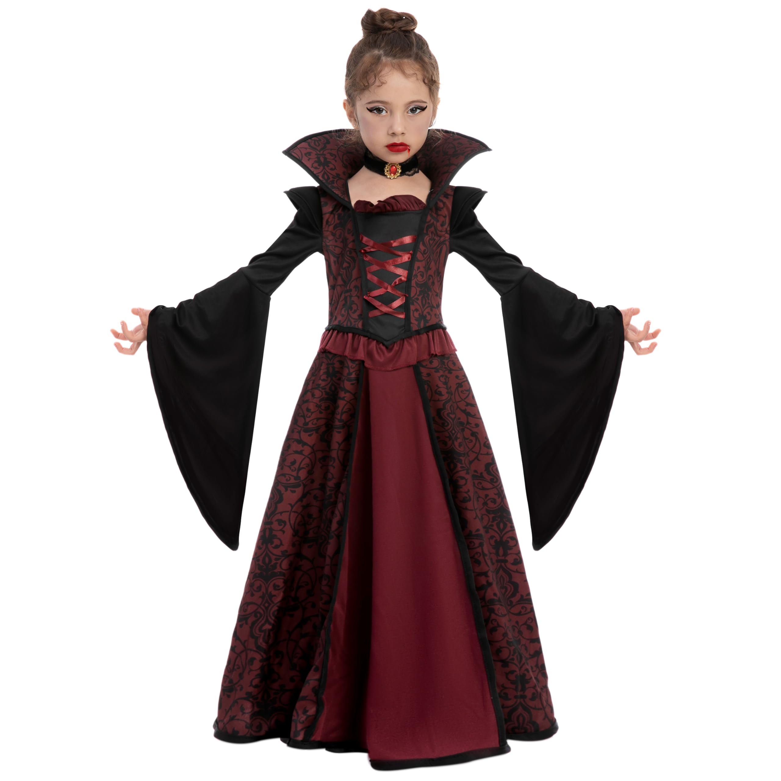 Spooktacular Creations Halloween Royal Vampire Costume Set for Girls Halloween Dress Up Party, Cosplay, Vampire-Themed Party
