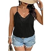SOLY HUX Women's Plus Size Camisole Tops Floral Lace V Neck Spaghetti Strap Dressy Casual Tops
