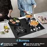 TopStrong 60cm Gas Hob 4 Burner Glass Wok NG/LPG Convertible with Safety view 5