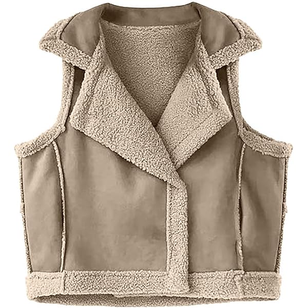 HGps8w Women's Faux Suede Sherpa Vest Cropped Western Jacket