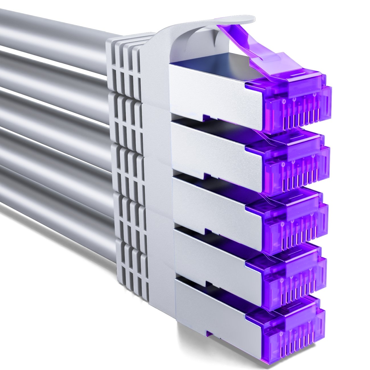 deleyCON 5x 0.5m (1.64 ft.) CAT7 Network Cable - 10 Gigabit - RJ45 Patch & Ethernet Cable (Copper, SFTP PiMF Shielding) - for High-Speed LAN DSL Switch Modem Router Patch Panel CAT7 CAT6 - Gray