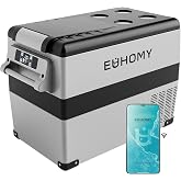 EUHOMY 48QT 12 Volt Refrigerator, -4℉~68℉ Portable Freezer for Car | No Ice Needed, 12V&amp;100-240V, Compressor Cooling, ECO/MAX Modes, 3-Level Battery Protection, Truck/Travel/Home Use,Low Noise