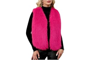 Women's Faux Fur Vest Short Sleeveless Coat Jacket Winter Warm Waistcoat Outwear for Spring Autumn and Winter