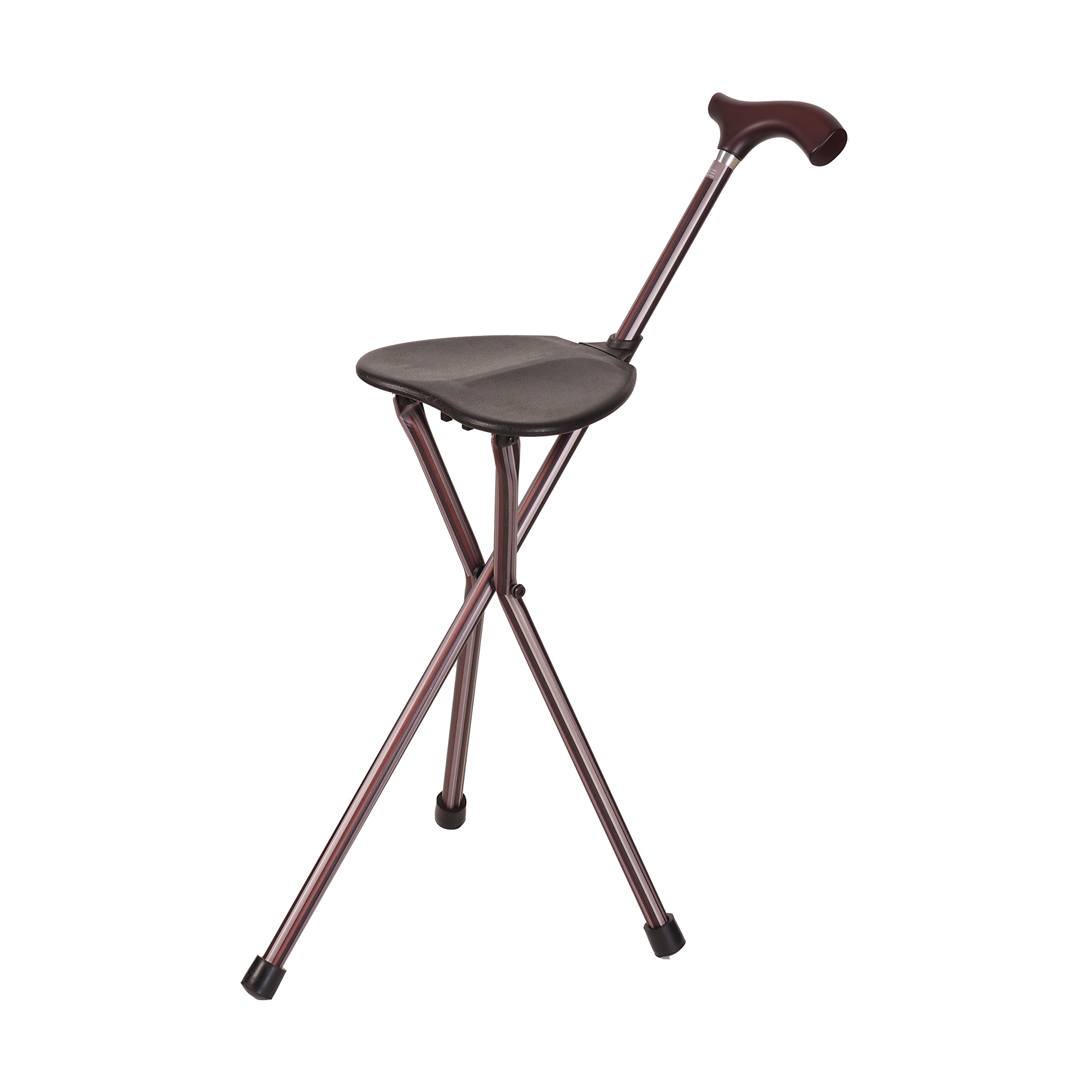 Switch Sticks Folding Walking Cane With Seat For Seniors & Adults, 34” Tall Quad Cane Chair, Lightweight Aluminum Frame - Supports 220 Lbs, Ergonomic Non-Slip Handle - Travel & Outdoor - FSA/HSA