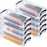 xozeooeu 10 Pack Plastic Pencil Storage Boxes, Large Clear Stackable Organizer With Lid For Pens Markers Crayons Office Art Craft Supplies