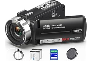 THPACIP 4K Camcorder Video Camera UHD 80MP IR Night Vision Vlogging Camera for YouTube,18X Digital Zoom Camcorder Recorder 3.0" IPS HD Screen with 32GB SD Card, Lens Cap, 2 Batteries