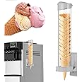 16'' Resturant Ice Cream Cone Dispenser (Commercial), Fit for Most Cone & Waffle Cone on Market, Self Adhesive Wall Mount Cone Holder for Coffee Dounut Store Ice Cream Machine, Easy to Clean (1PCS)
